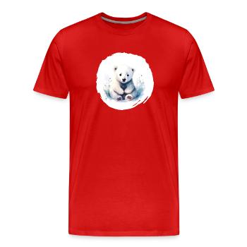 Eisbär Aquarell - Männer Premium Bio T-Shirt - Rot - Vorne - Damien (186cm)