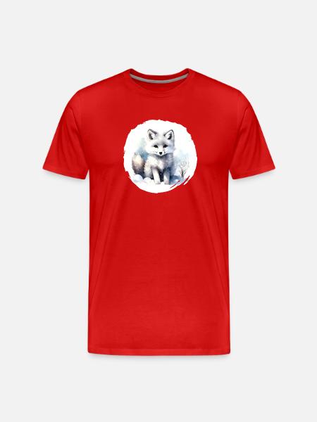 Polarfuchs Aquarell - Männer Premium Bio T-Shirt - Rot