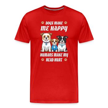 Dogs make me happy... - Men's Premium Organic T-Shirt - red - Front - Damien (186cm)