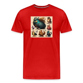 Animated Cosie - Men's Premium Organic T-Shirt - red - Front - Damien (186cm)