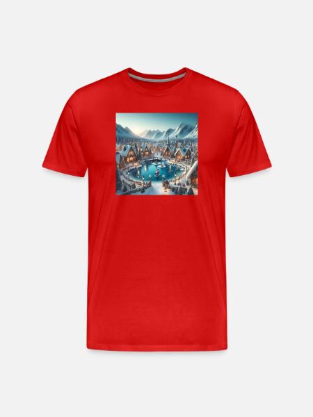 Scandinavian Christmas Village - Men's Premium Organic T-Shirt - red