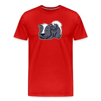 Skunk Family - Skunk with Baby - Men's Premium Organic T-Shirt - red - Front - Damien (186cm)
