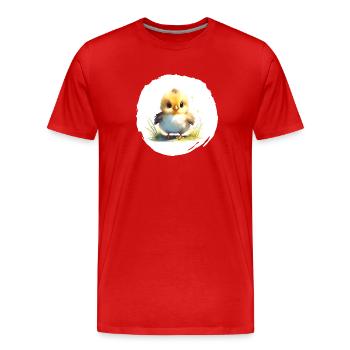 Küken Aquarell - Männer Premium Bio T-Shirt - Rot - Vorne - Damien (186cm)