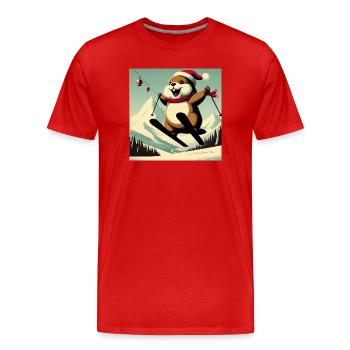 Marmotte Ski Affiche Vintage - T-shirt bio Premium Homme - rouge - Devant - Damien (186cm)