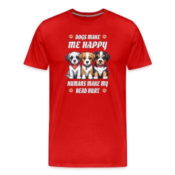 Dogs make me happy... - Men's Premium Organic T-Shirt - red - Front - Damien (186cm)