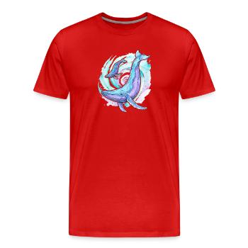 Humpback whale with calf - Men's Premium Organic T-Shirt - red - Front - Damien (186cm)