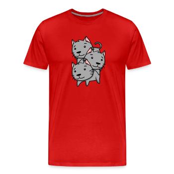 Katze Katzen - Männer Premium Bio T-Shirt - Rot - Vorne - Damien (186cm)