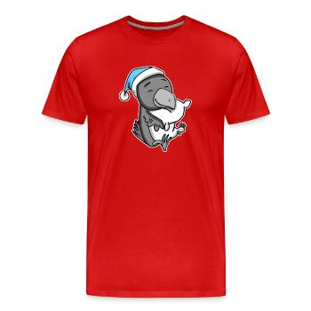 Corbeau avec oreiller et bonnet somnolent - T-shirt bio Premium Homme - rouge - Devant - Damien (186cm)