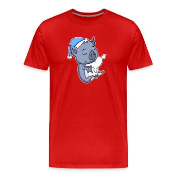 Bat with pillow and sleepy cap - Men's Premium Organic T-Shirt - red - Front - Damien (186cm)