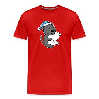 with pillow and sleepy cap - Men's Premium Organic T-Shirt - red - Front - Damien (186cm)