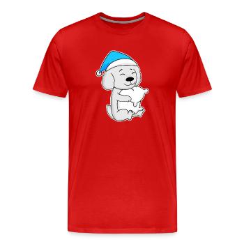 Maltais, Dormir, Fatigue, Chien - T-shirt bio Premium Homme - rouge - Devant - Damien (186cm)
