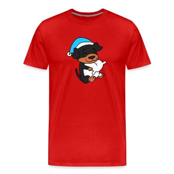 Rottweiler Sleeping Fatigue Dog - Men's Premium Organic T-Shirt - red - Front - Damien (186cm)
