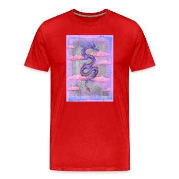 Mythischer Drachen in Wolkenlandschaft - Männer Premium Bio T-Shirt - Rot - Vorne - Damien (186cm)