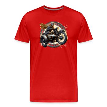 Auf zu neuen Abenteuern - Männer Premium Bio T-Shirt - Rot - Vorne - Damien (186cm)