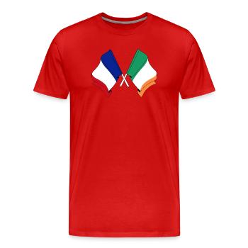 Drapeau de la France et drapeau de l’Irlande - T-shirt bio Premium Homme - rouge - Devant - Damien (186cm)
