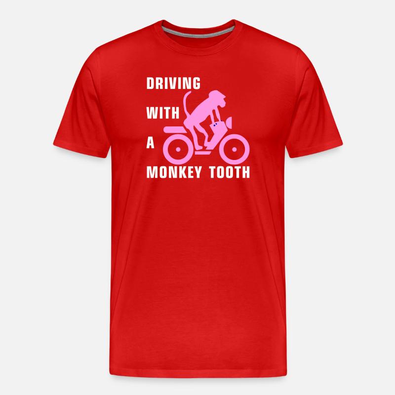 Driving with a monkey tooth - Affenzahn - Männer Premium Bio T-Shirt - Rot