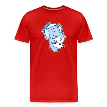 Éléphant avec oreiller et bonnet somnolent - T-shirt bio Premium Homme - rouge - Devant - Damien (186cm)