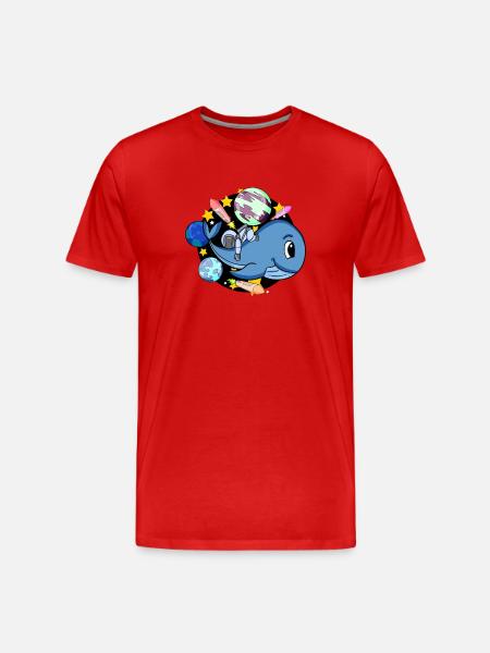 Baleine et astronaute dans l’espace - T-shirt bio Premium Homme - rouge