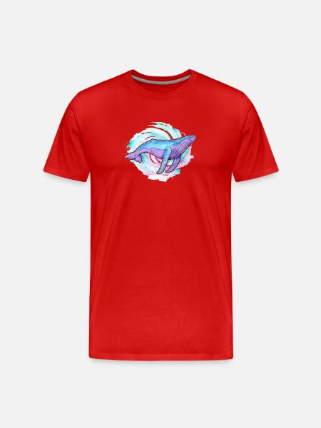 Buckelwal Aquarell - Männer Premium Bio T-Shirt - Rot