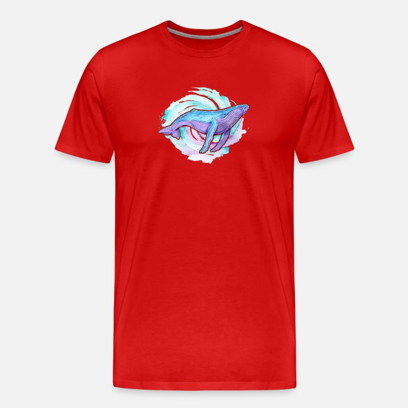 Buckelwal Aquarell - Männer Premium Bio T-Shirt - Rot