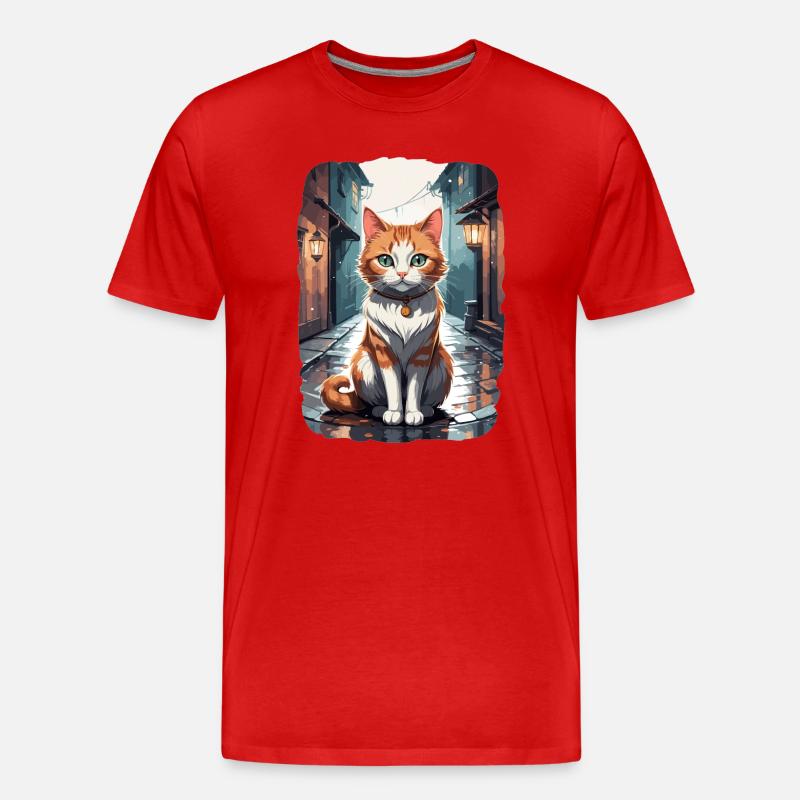 Süße Katzen in einer Straßengasse - Männer Premium Bio T-Shirt - Rot