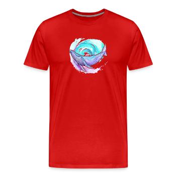 Baleine à bosse aquarelle - T-shirt bio Premium Homme - rouge - Devant - Damien (186cm)