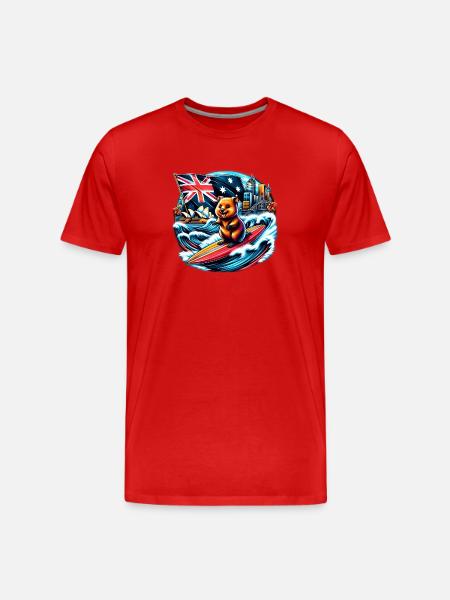 Quokka Australian Surfing Design - Men's Premium Organic T-Shirt - red