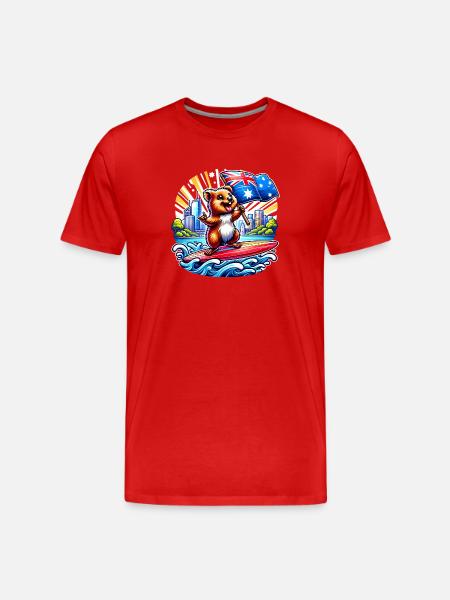 Quokka Australian Surfing Design - Men's Premium Organic T-Shirt - red