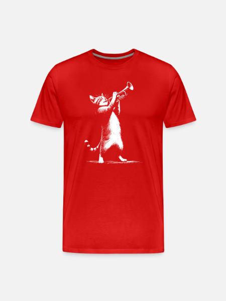 Cat with trumpet - Men's Premium Organic T-Shirt - red