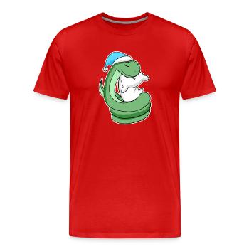Serpent avec oreiller et bonnet somnolent - T-shirt bio Premium Homme - rouge - Devant - Damien (186cm)