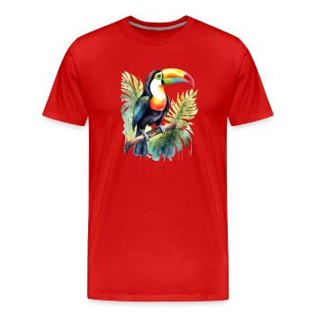 Aquarelle de Toucan - T-shirt bio Premium Homme - rouge - Devant - Damien (186cm)