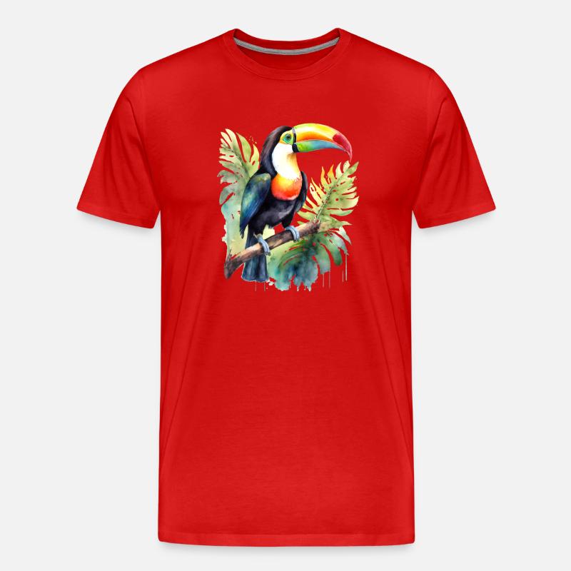Tukan Aquarell - Männer Premium Bio T-Shirt - Rot