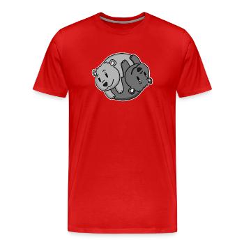 Yin Yang Bär - Männer Premium Bio T-Shirt - Rot - Vorne - Damien (186cm)