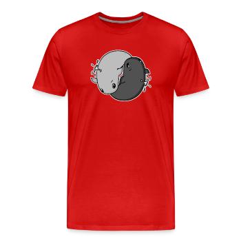 Yin Yang Wale - Männer Premium Bio T-Shirt - Rot - Vorne - Damien (186cm)