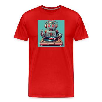 Robotic Vinyl Turntable - Männer Premium Bio T-Shirt - Rot - Vorne - Damien (186cm)