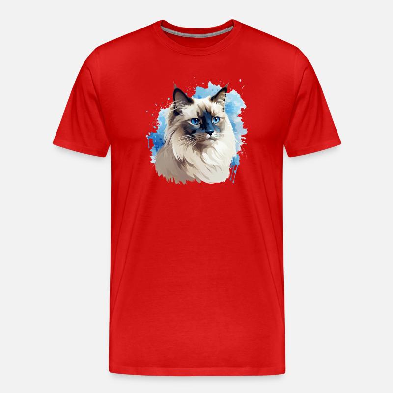 Katze Kopf Heilige Birma - Männer Premium Bio T-Shirt - Rot