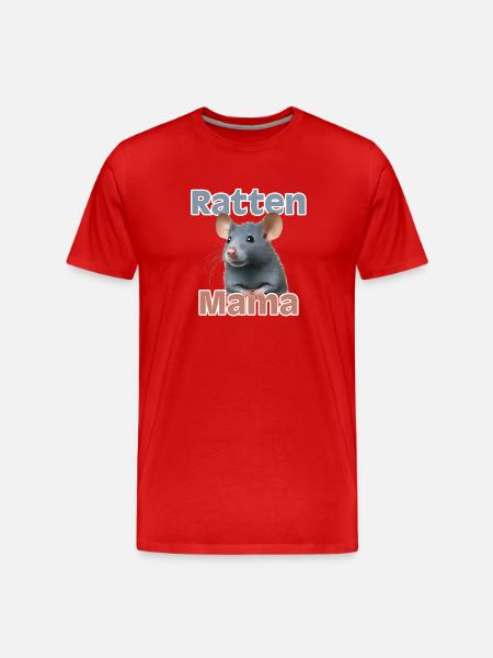 Rattenmama Kuschelrattendesign - Männer Premium Bio T-Shirt - Rot