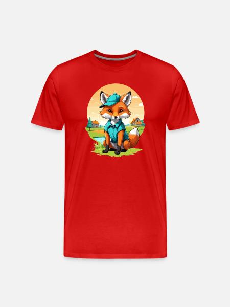 Fox with cap - Men's Premium Organic T-Shirt - red
