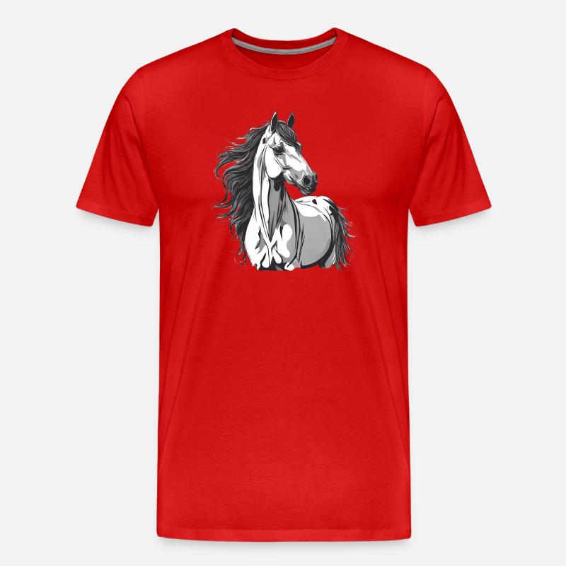 Pferd, Pferdefächer, Reiten - Männer Premium Bio T-Shirt - Rot