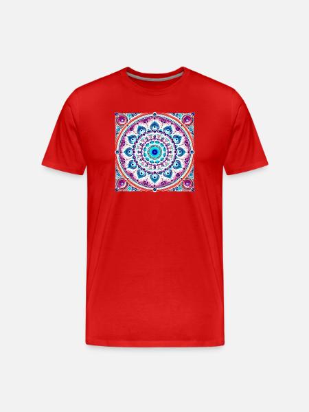 Mandala Orbital Bleu-Rose - T-shirt bio Premium Homme - rouge