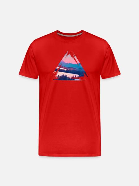 Pastel Mountain Sunset Triangle - Men's Premium Organic T-Shirt - red