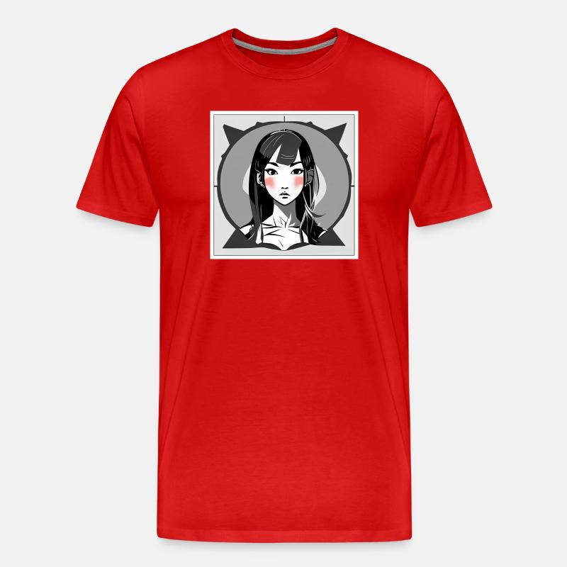 Errötendes Manga-Mädchen - Männer Premium Bio T-Shirt - Rot