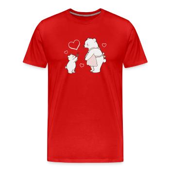 Mother and Child Bears Mother's Day Hearts - Men's Premium Organic T-Shirt - red - Front - Damien (186cm)