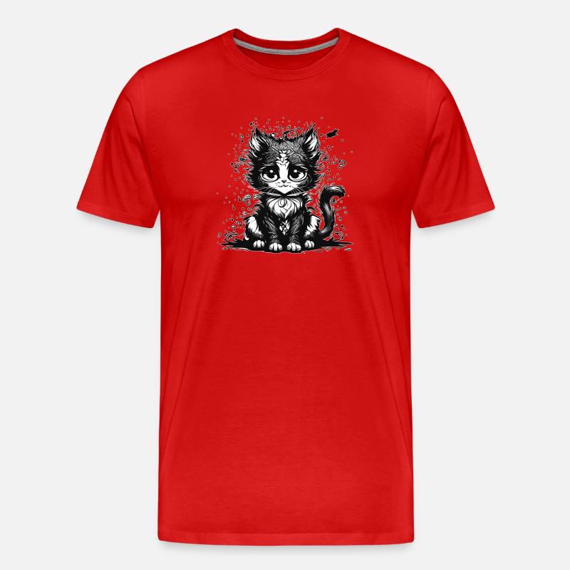 Träumende Manga Comic Katze - Männer Premium Bio T-Shirt - Rot