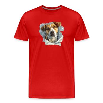 Dog Dogs Dog Head Dog Lovers Dog Owners - Men's Premium Organic T-Shirt - red - Front - Damien (186cm)