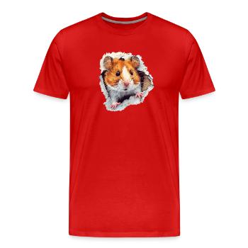 Hamster Hamster tête de hamster Hamster d’or Hamster nain - T-shirt bio Premium Homme - rouge - Devant - Damien (186cm)
