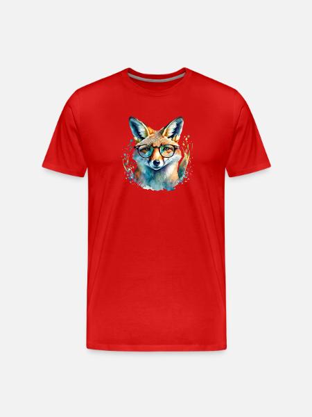 Fox with glasses - Men's Premium Organic T-Shirt - red