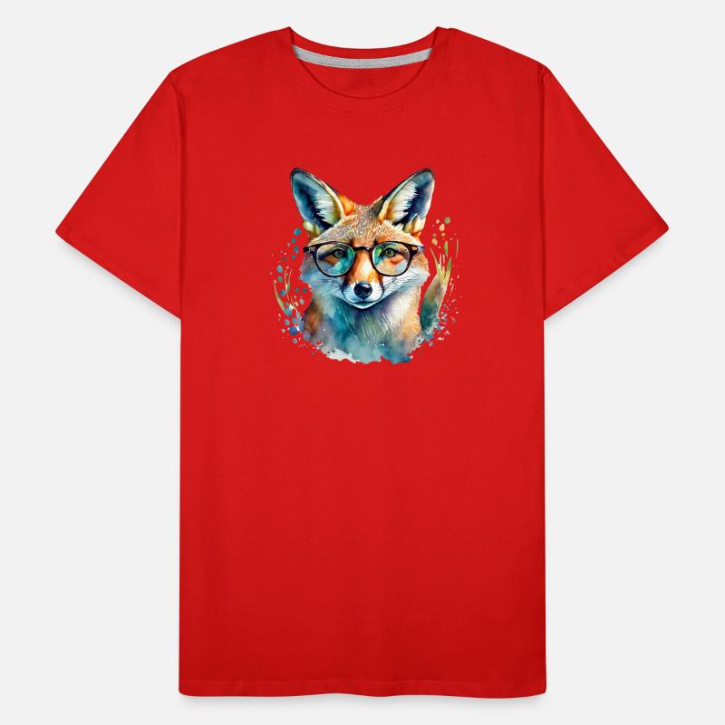Fuchs mit Brille Männer Premium Bio T-Shirt