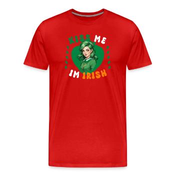 Embrasse-moi, je suis irlandaise - T-shirt bio Premium Homme - rouge - Devant - Damien (186cm)