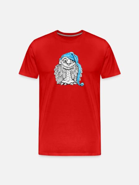 Owl with sleepyhead - Men's Premium Organic T-Shirt - red